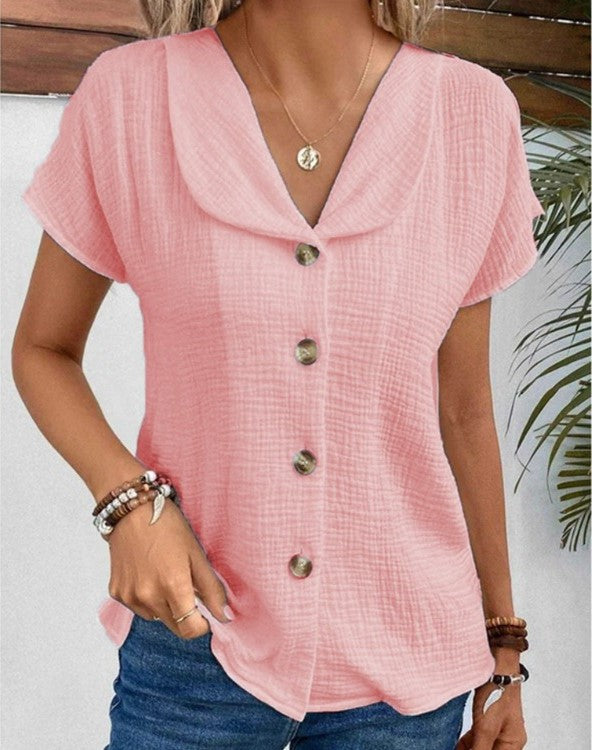 BLOUSE WITH COLLAR AND BUTTON CLOSURE