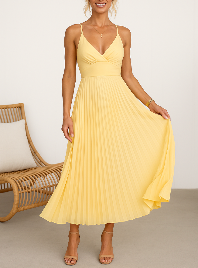 YELLOW V-NECK MAXI DRESS