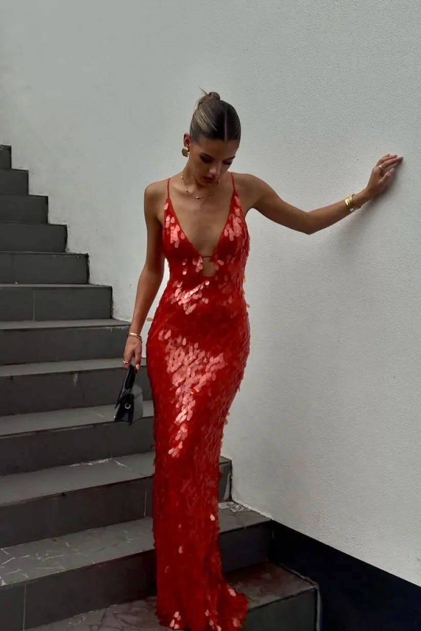 SEQUIN DRESS WITH OPEN BACK