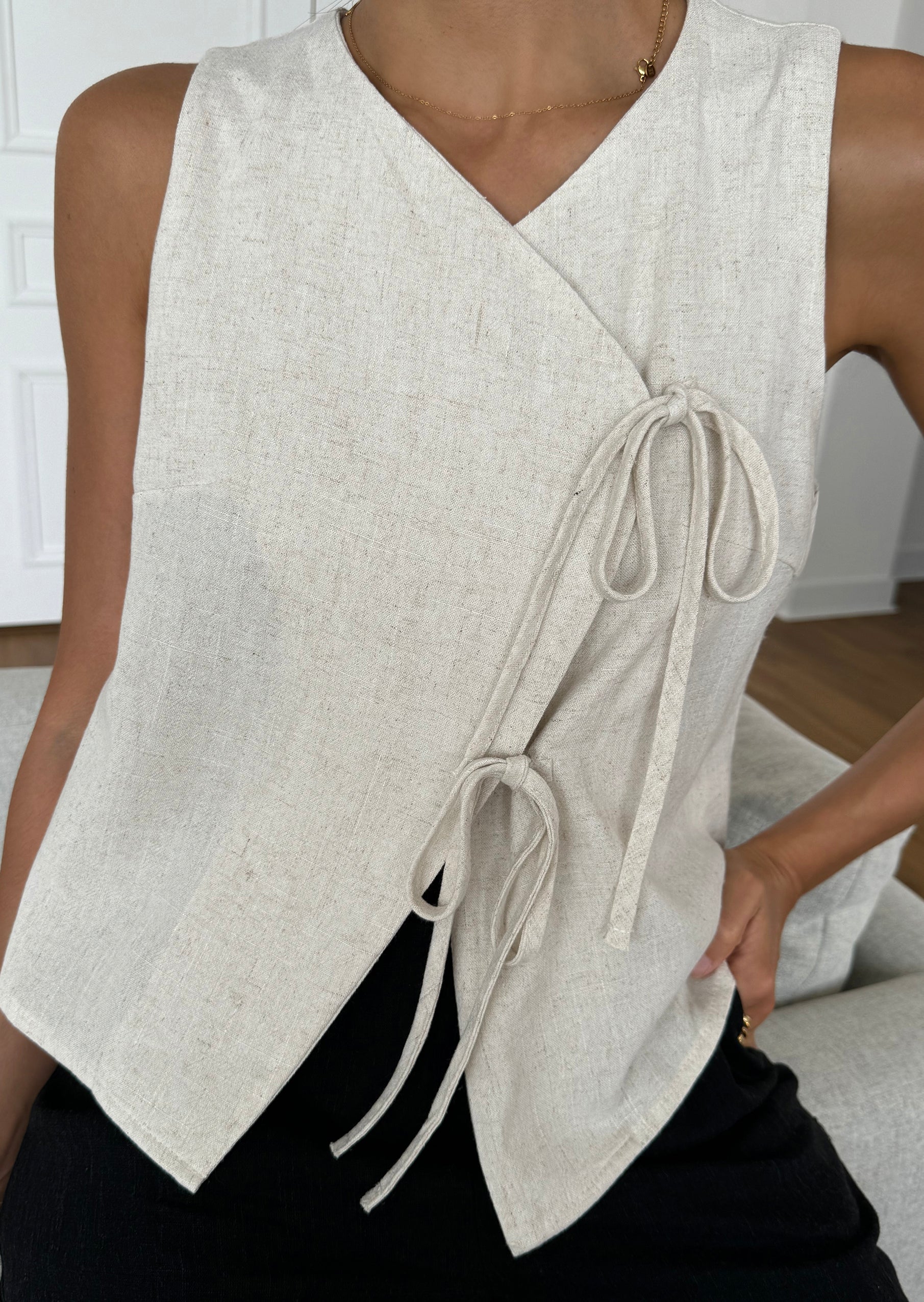 Lien | Linnen mix strik gilet