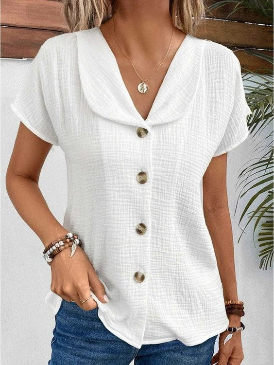 BLOUSE WITH COLLAR AND BUTTON CLOSURE