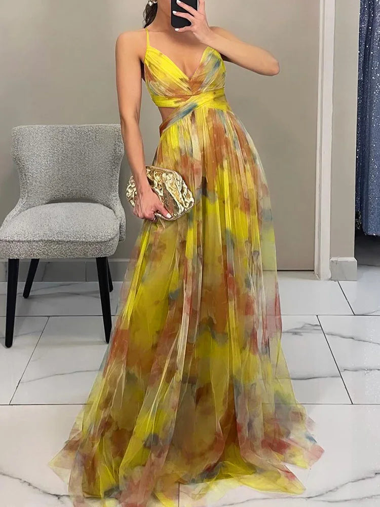 Giselle Betoverende Maxi-jurk met Bloemenprint