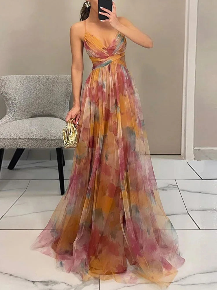 Giselle Betoverende Maxi-jurk met Bloemenprint
