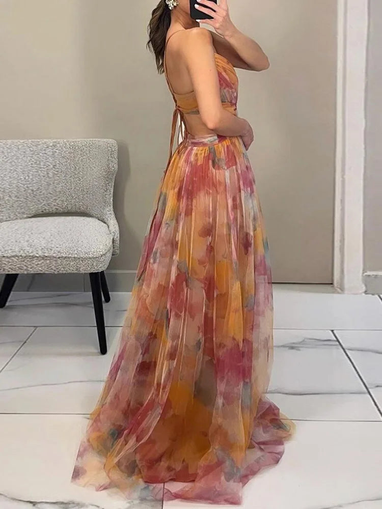 Giselle Betoverende Maxi-jurk met Bloemenprint