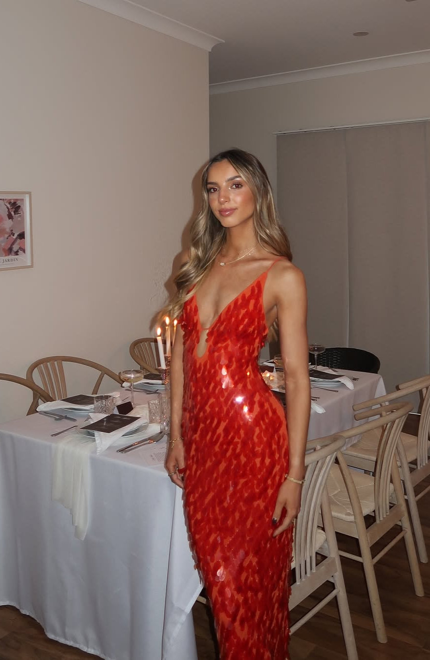 SEQUIN DRESS WITH OPEN BACK