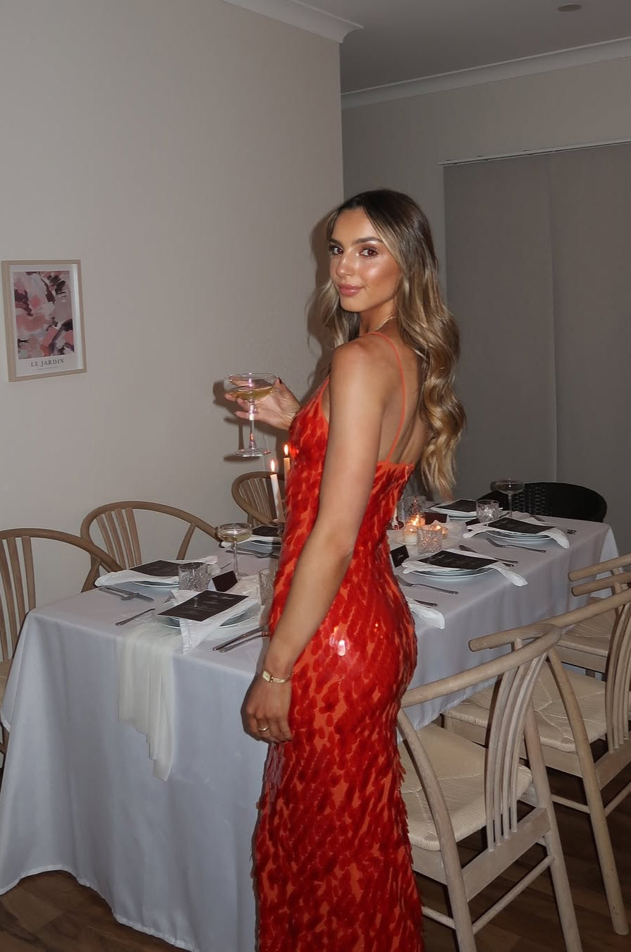 SEQUIN DRESS WITH OPEN BACK
